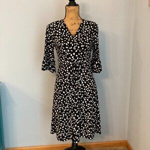 Ann Taylor Loft Black White Midi Dress Size 4